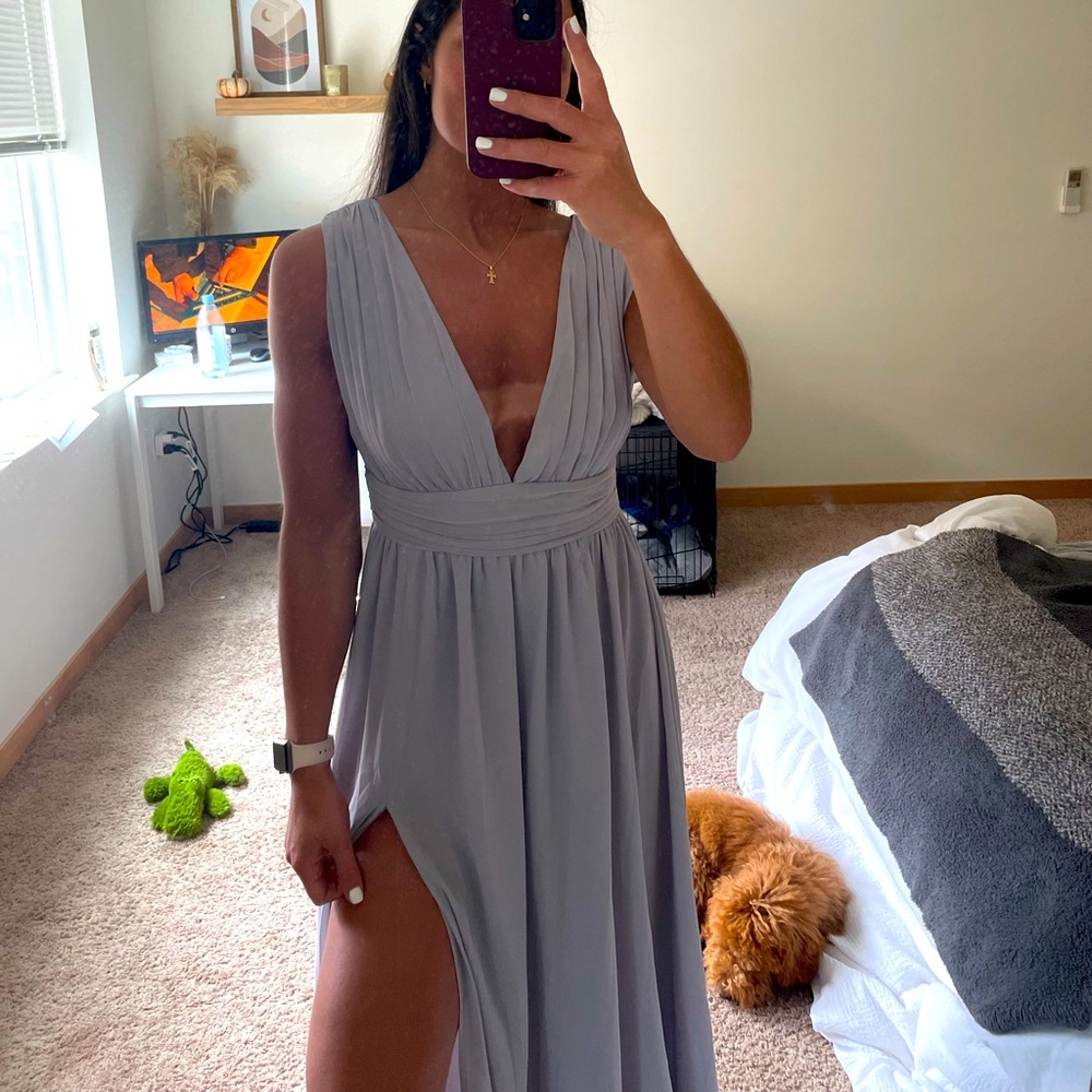 Lulu’s Heavenly Hues Gray Maxi Dress